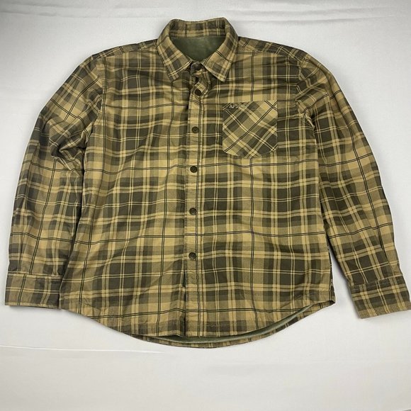 AFS JEEP Men's Plaid Snap Button Shirt Jacket Faux Fur Lining Size 8 L Fits M - Picture 1 of 13